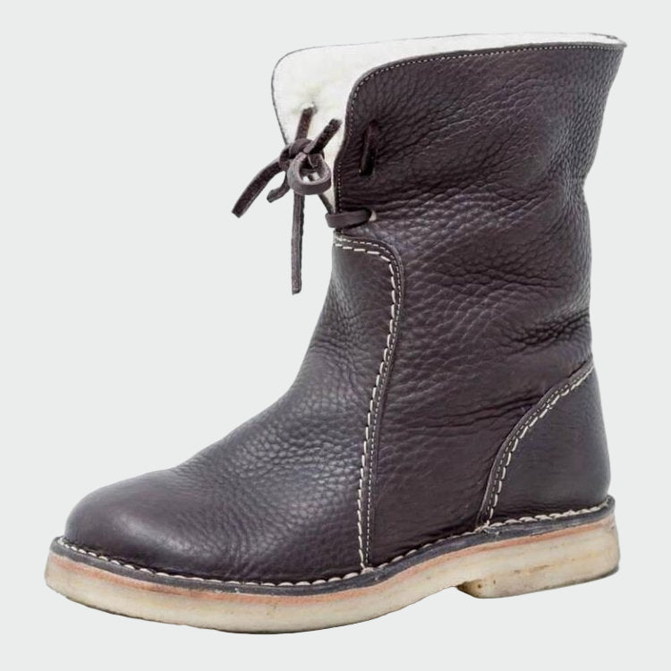 Bottes en cuir imperméables pour hommes avec doublure en laine