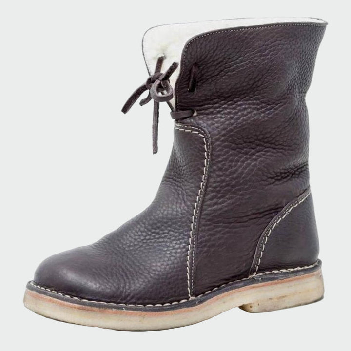 Bottes en cuir imperméables pour hommes avec doublure en laine