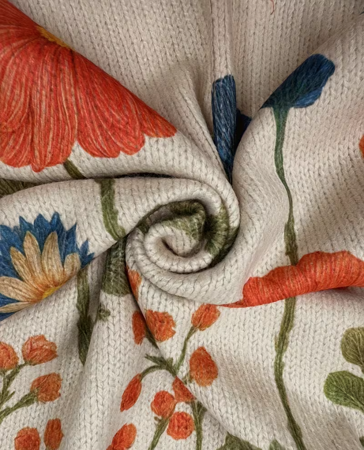 Brianna - Cardigan Zippé Champ de Fleurs Sauvages