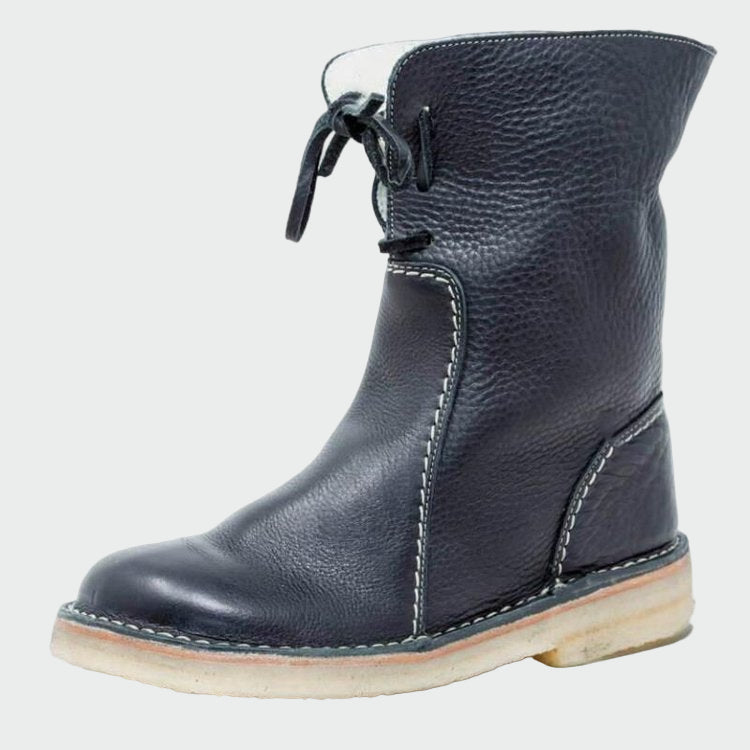 Bottes en cuir imperméables pour hommes avec doublure en laine
