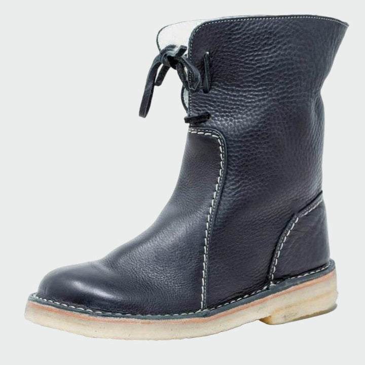 Bottes en cuir imperméables pour hommes avec doublure en laine