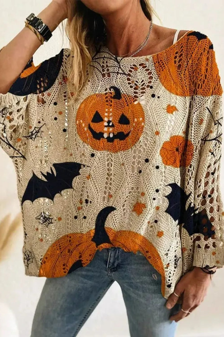 Gwendolyn | Pull Citrouille & Chauve-Souris