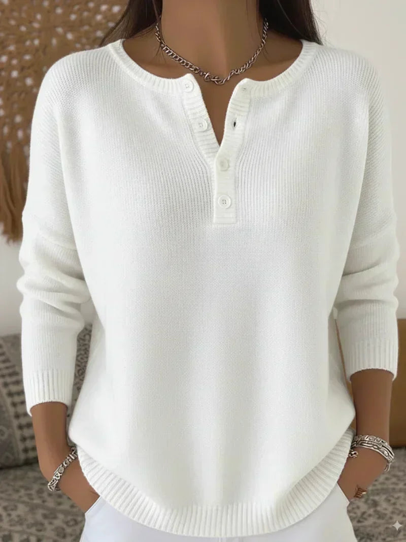 Carol | Pull en tricot Henley à boutons