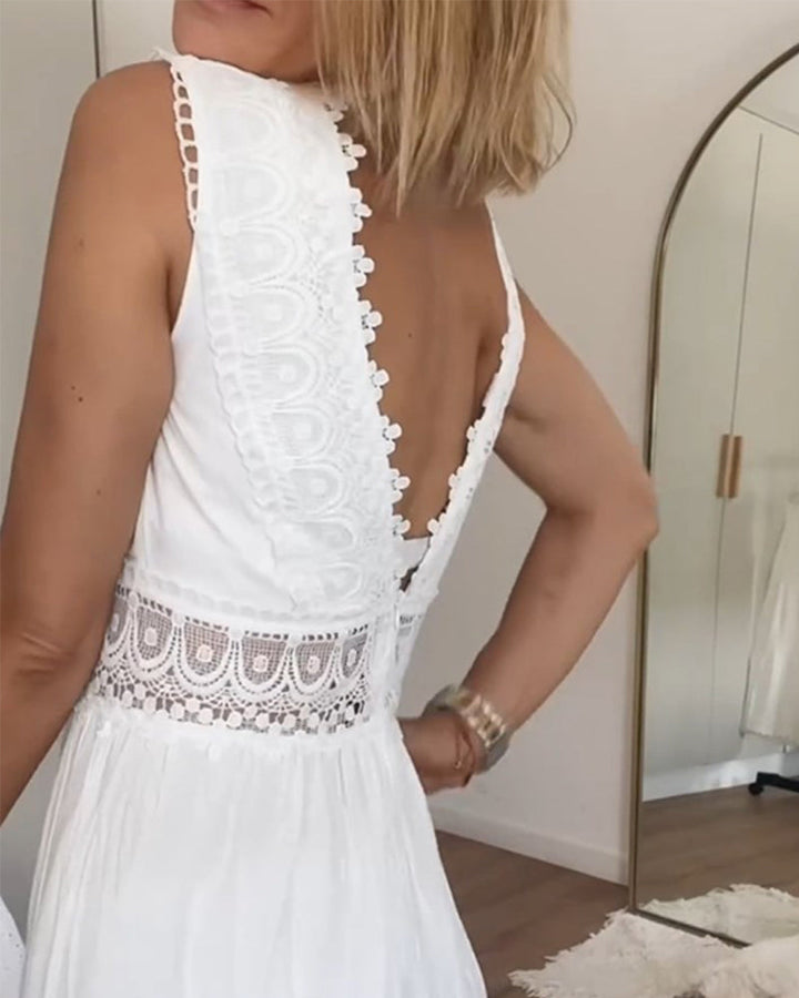 Circe - Robe Camisole en Dentelle avec Décolleté en V