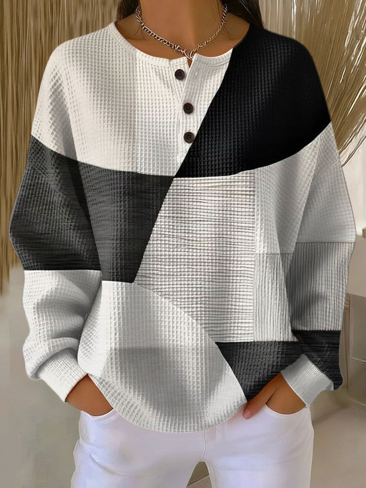 Margaret | Pull en tricot gaufré à blocs de couleur
