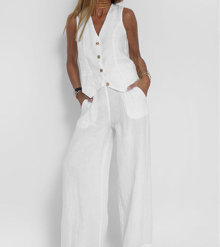 Aira - Gilet Boutonné & Pantalon Large
