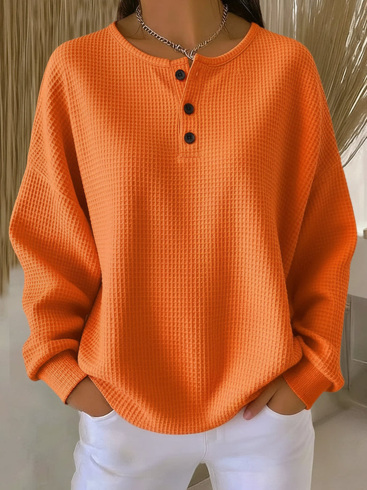 Nancy | Sweatshirt Henley en Tricot Waffle