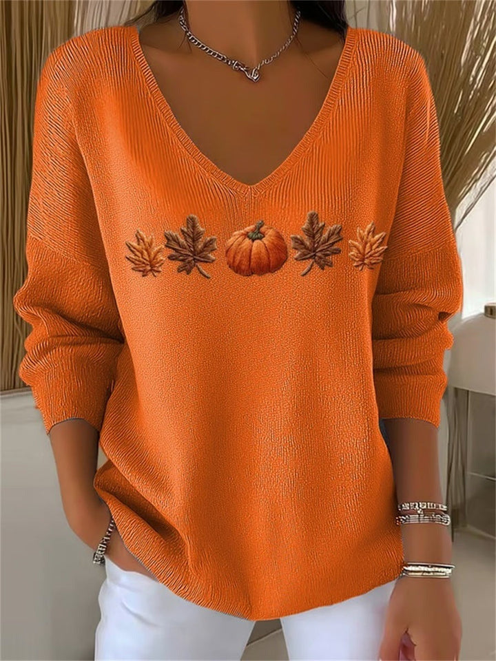 Lydia | Sweat Citrouille & Feuilles d'Automne