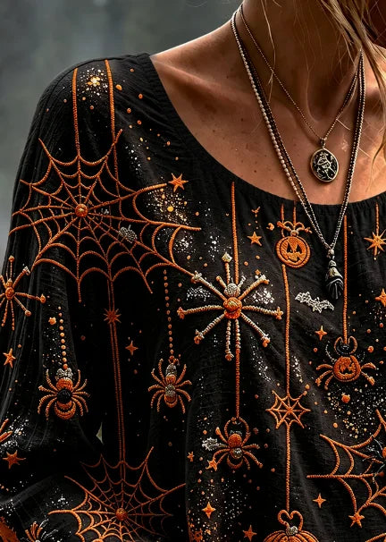 Josephine | Blouse Citrouille & Toile d'Araignée