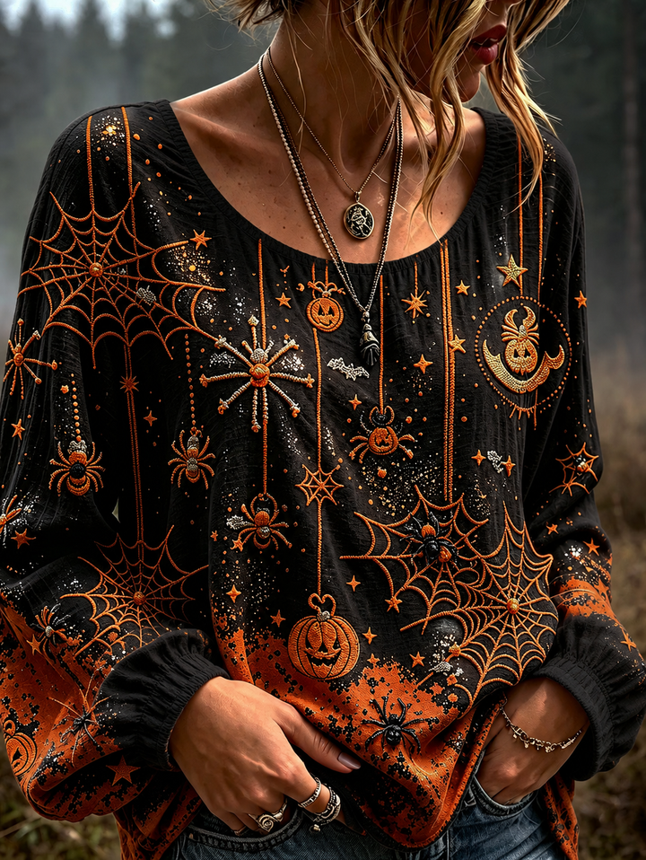 Josephine | Blouse Citrouille & Toile d'Araignée