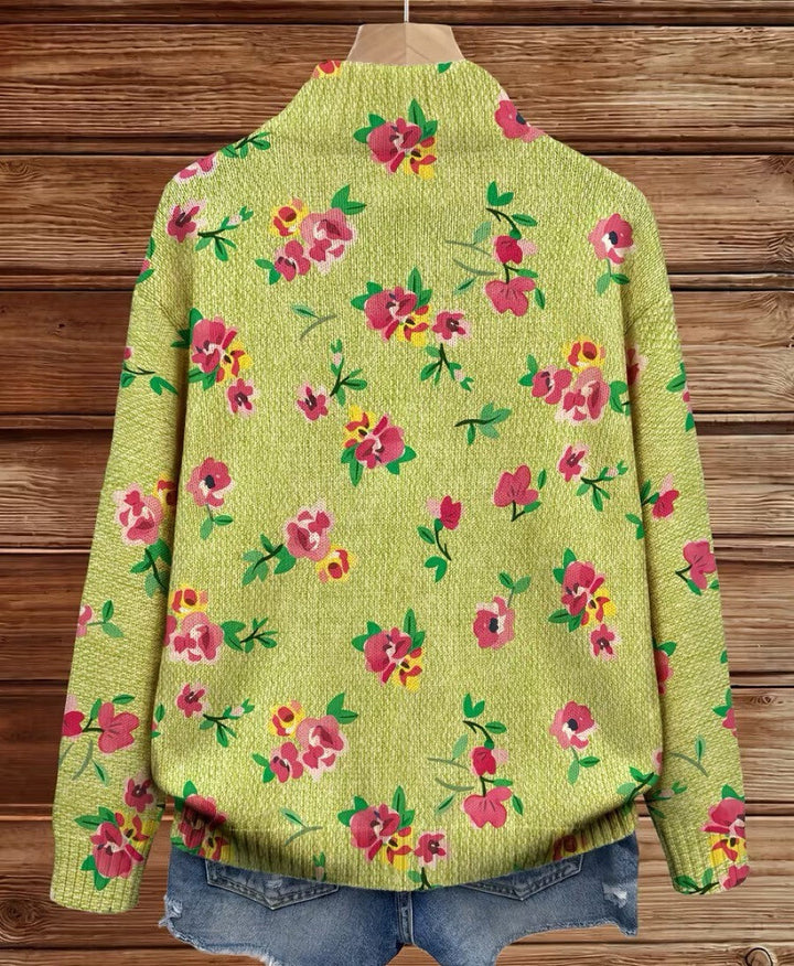 Lauren - Cardigan zippé floral rose et lime
