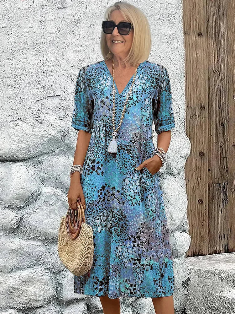 Dorina | Robe Imprimée Décolletée en V