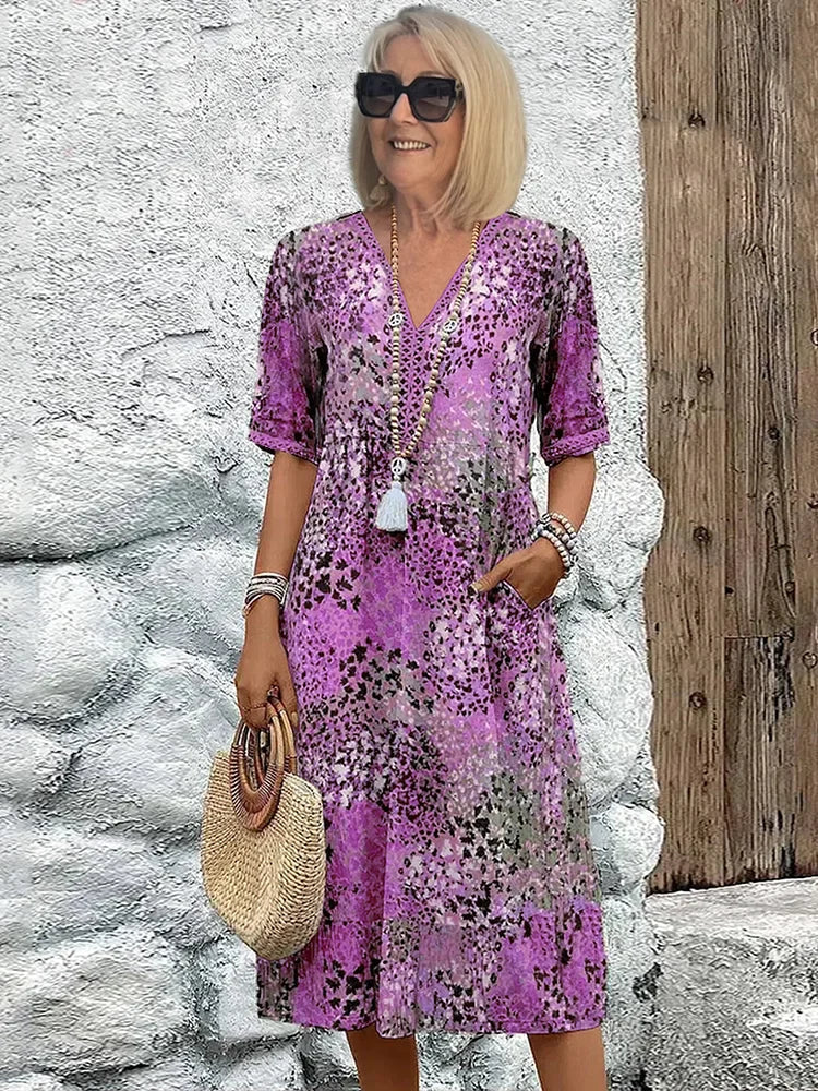 Dorina | Robe Imprimée Décolletée en V