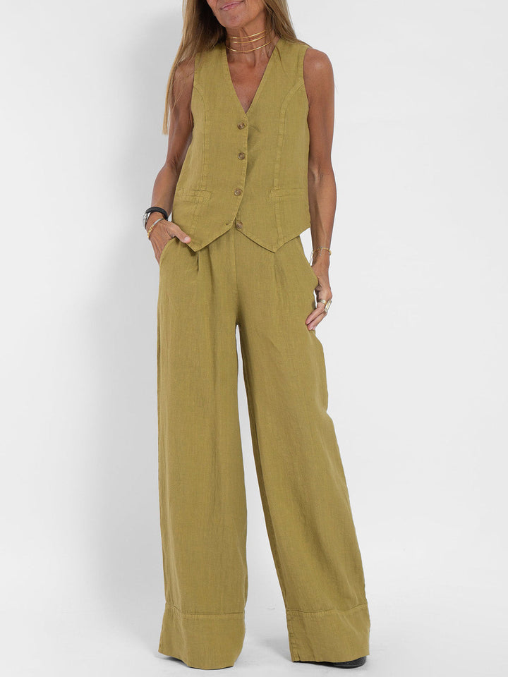 Aira - Gilet Boutonné & Pantalon Large