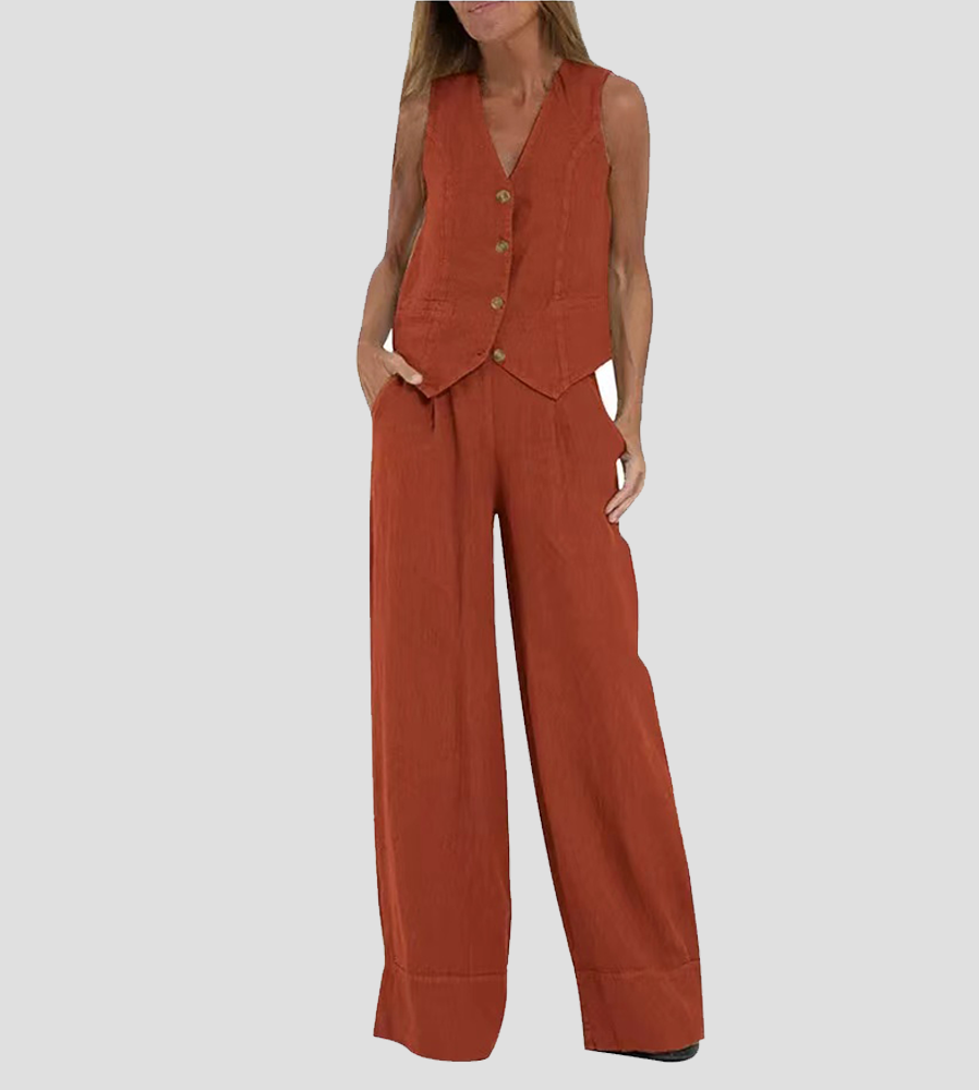 Aira - Gilet Boutonné & Pantalon Large