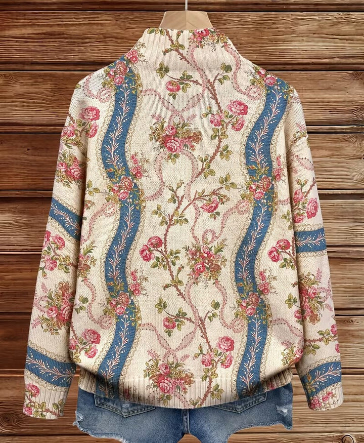Camila - Cardigan en laine avec roses grimpantes