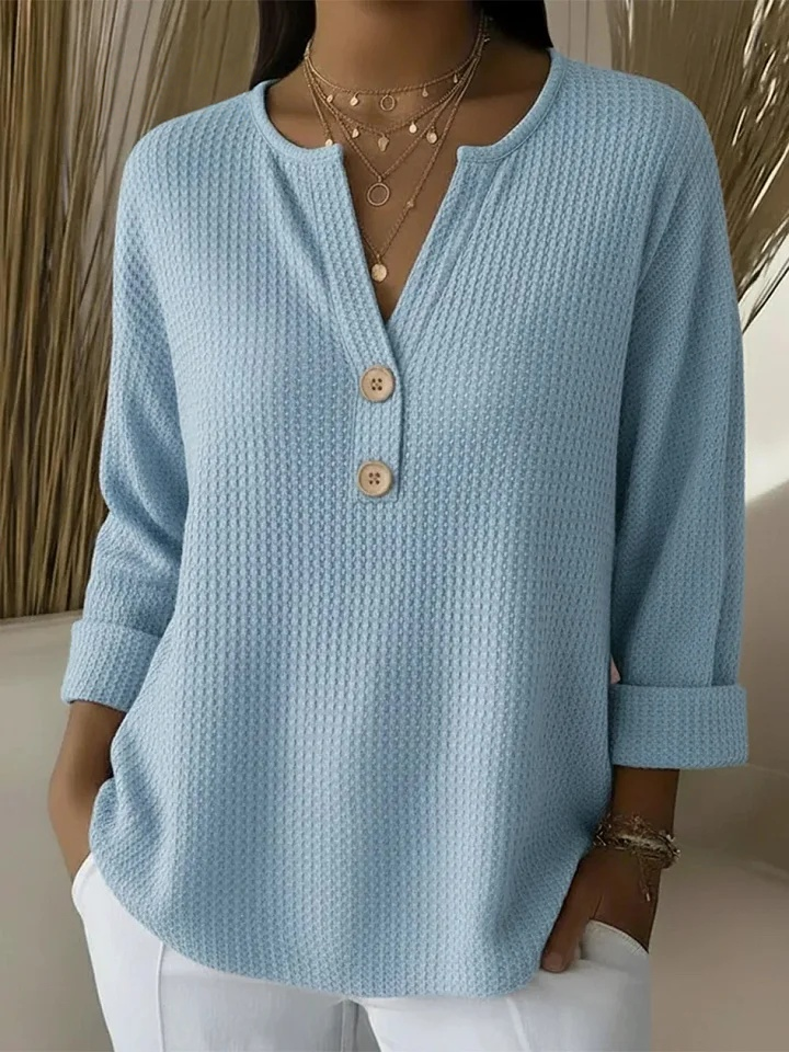 Sharon | Haut Henley en Tricot Waffle