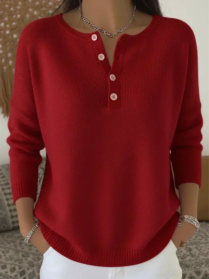 Carol | Pull en tricot Henley à boutons