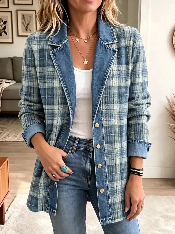 Leah | Veste en Jean avec Imprimé Art-Rétro