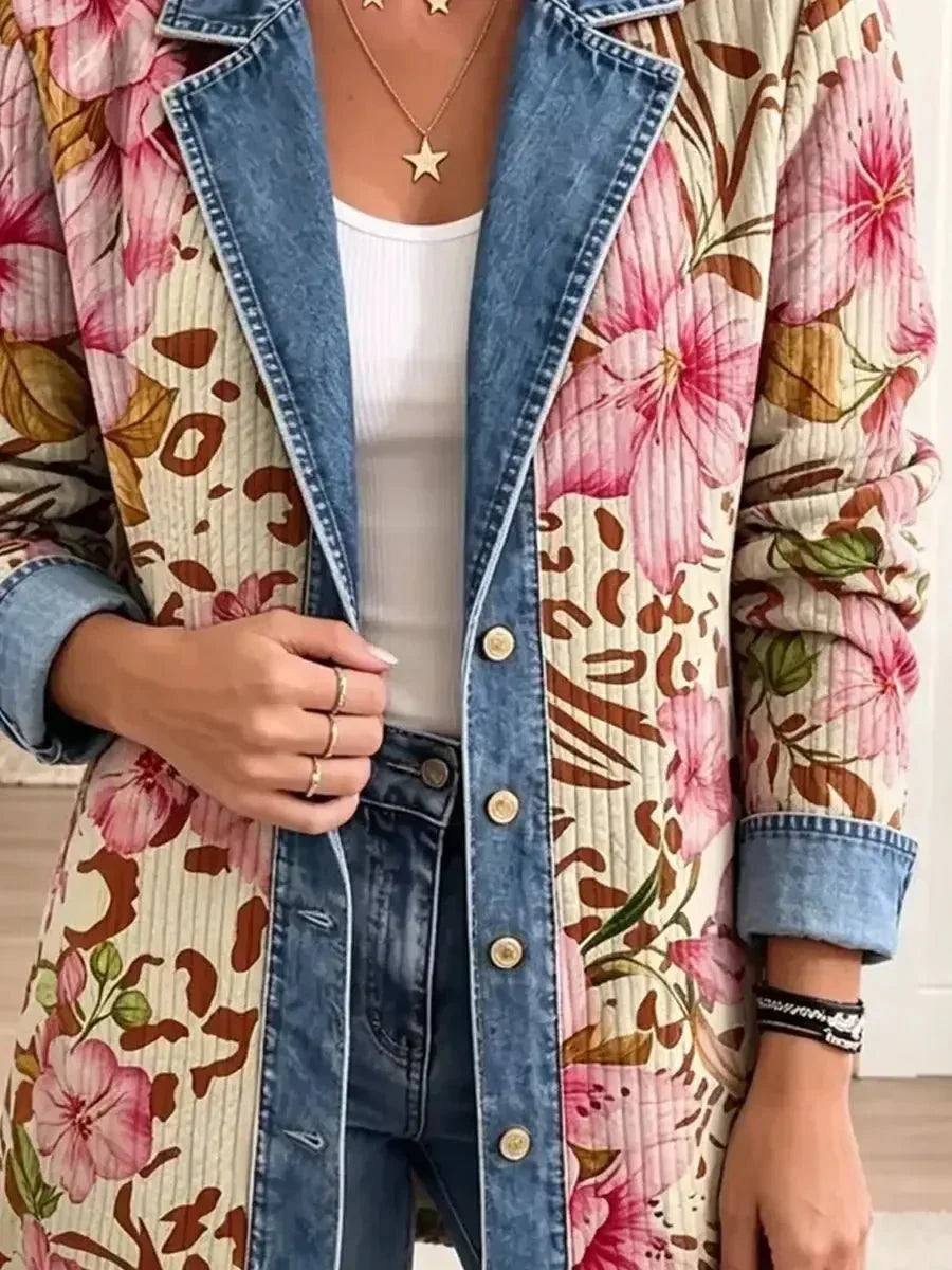 Violet | Veste à Imprimé Léopard Floral Rétro