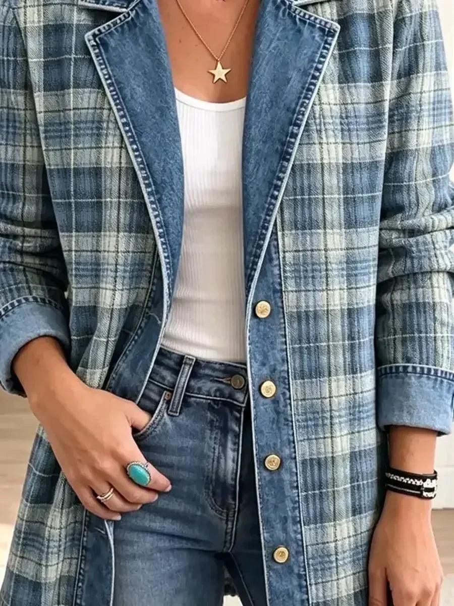 Leah | Veste en Jean avec Imprimé Art-Rétro