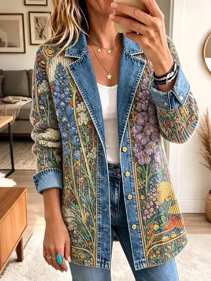 Allison | Veste en Jean Florale Vintage
