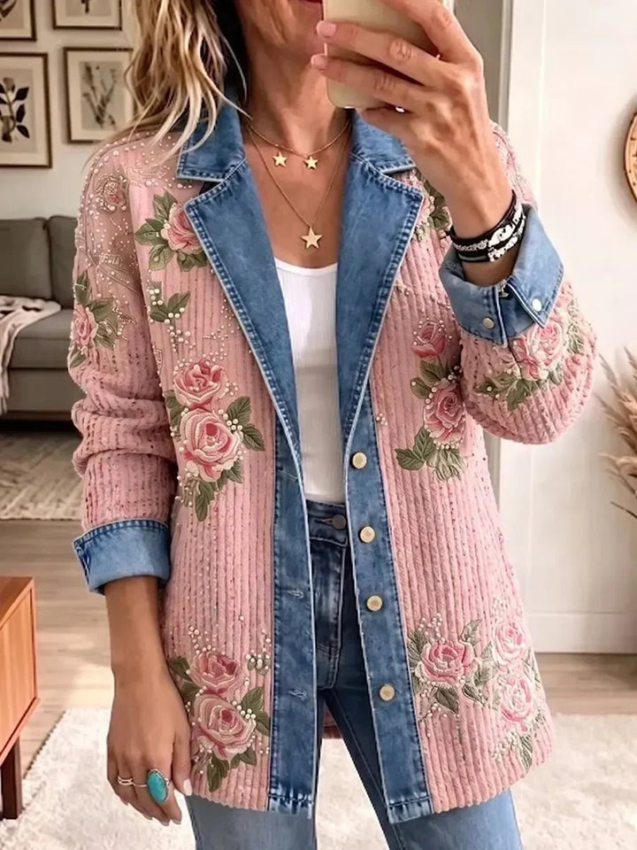 Natalie | Blazer en Jean Patchwork Vintage