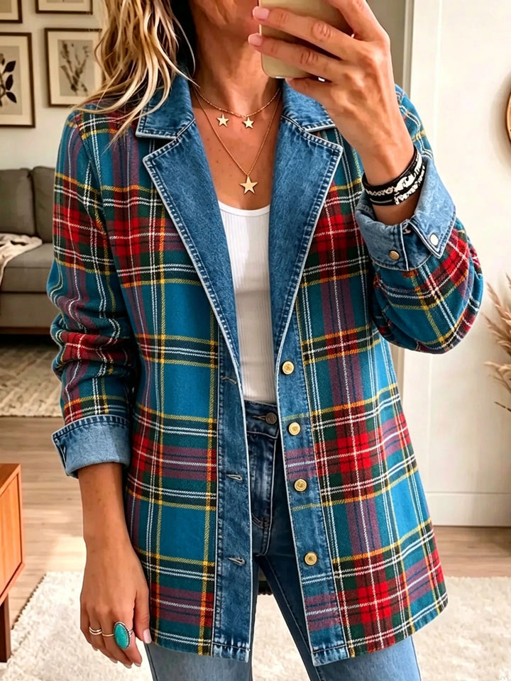 Madison | Blazer en Denim Patchwork Tartan