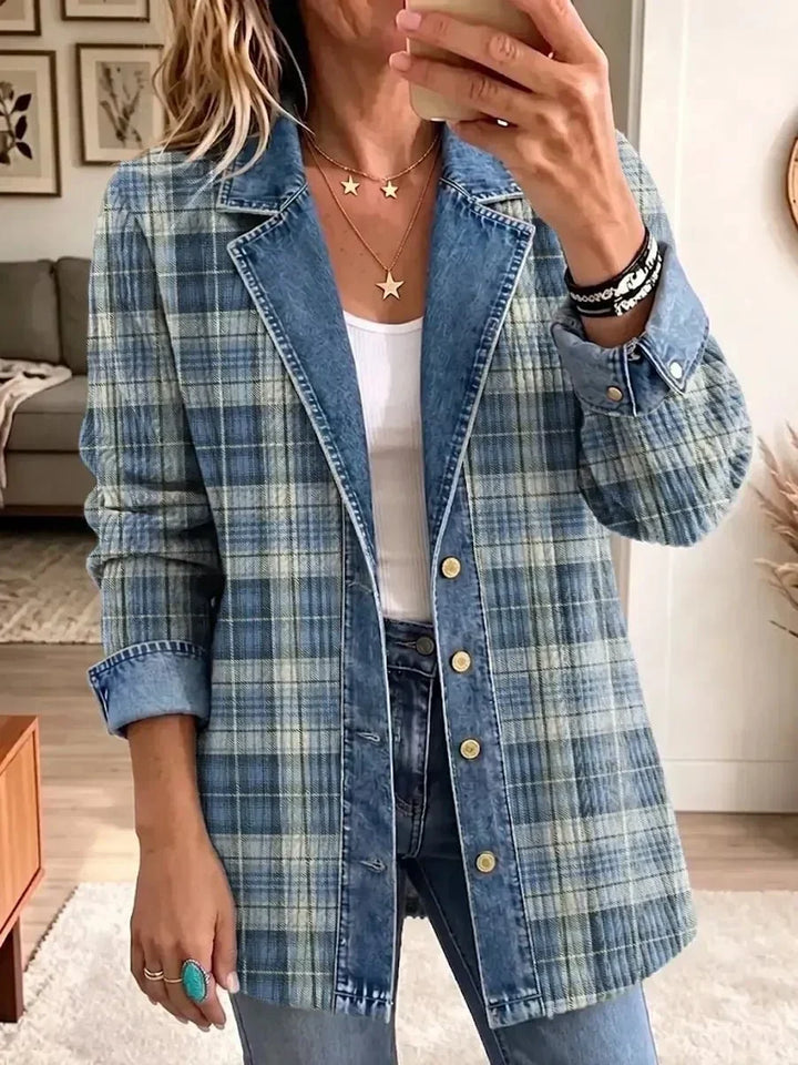 Leah | Veste en Jean avec Imprimé Art-Rétro