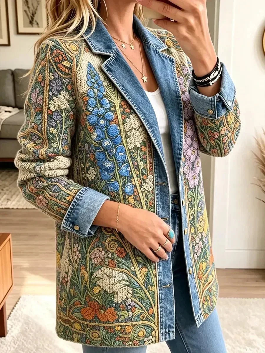 Allison | Veste en Jean Florale Vintage
