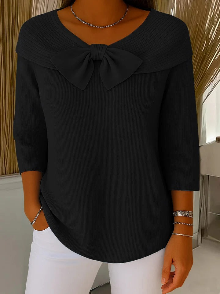 Sandra | Pull côtelé avec détail nœud