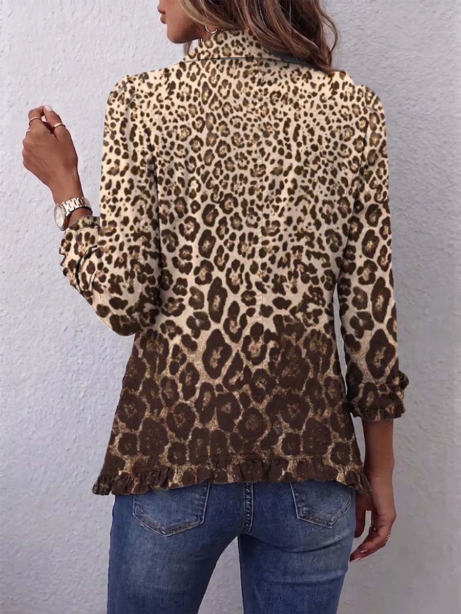 Jacqueline | Manteau plissé à motif léopard