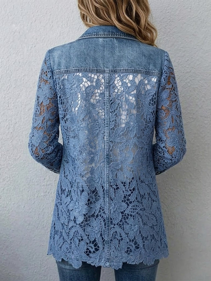 Sandra | Veste Blazer avec Panneaux en Dentelle Florale