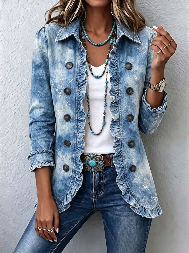 Michèle | Veste à volants vintage botanique dégradé boho