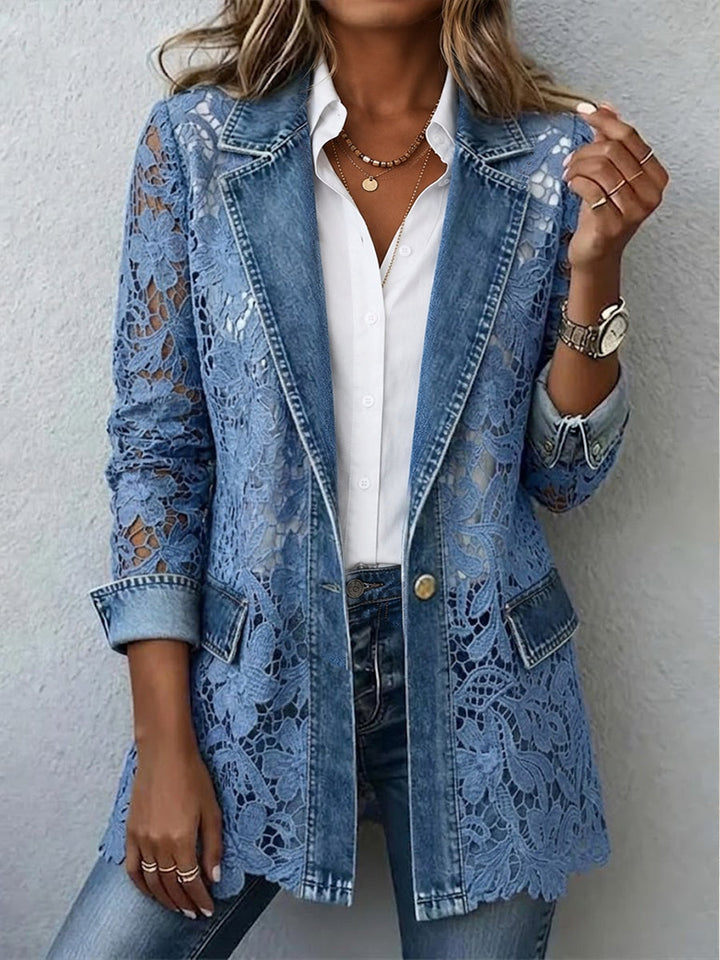 Sandra | Veste Blazer avec Panneaux en Dentelle Florale