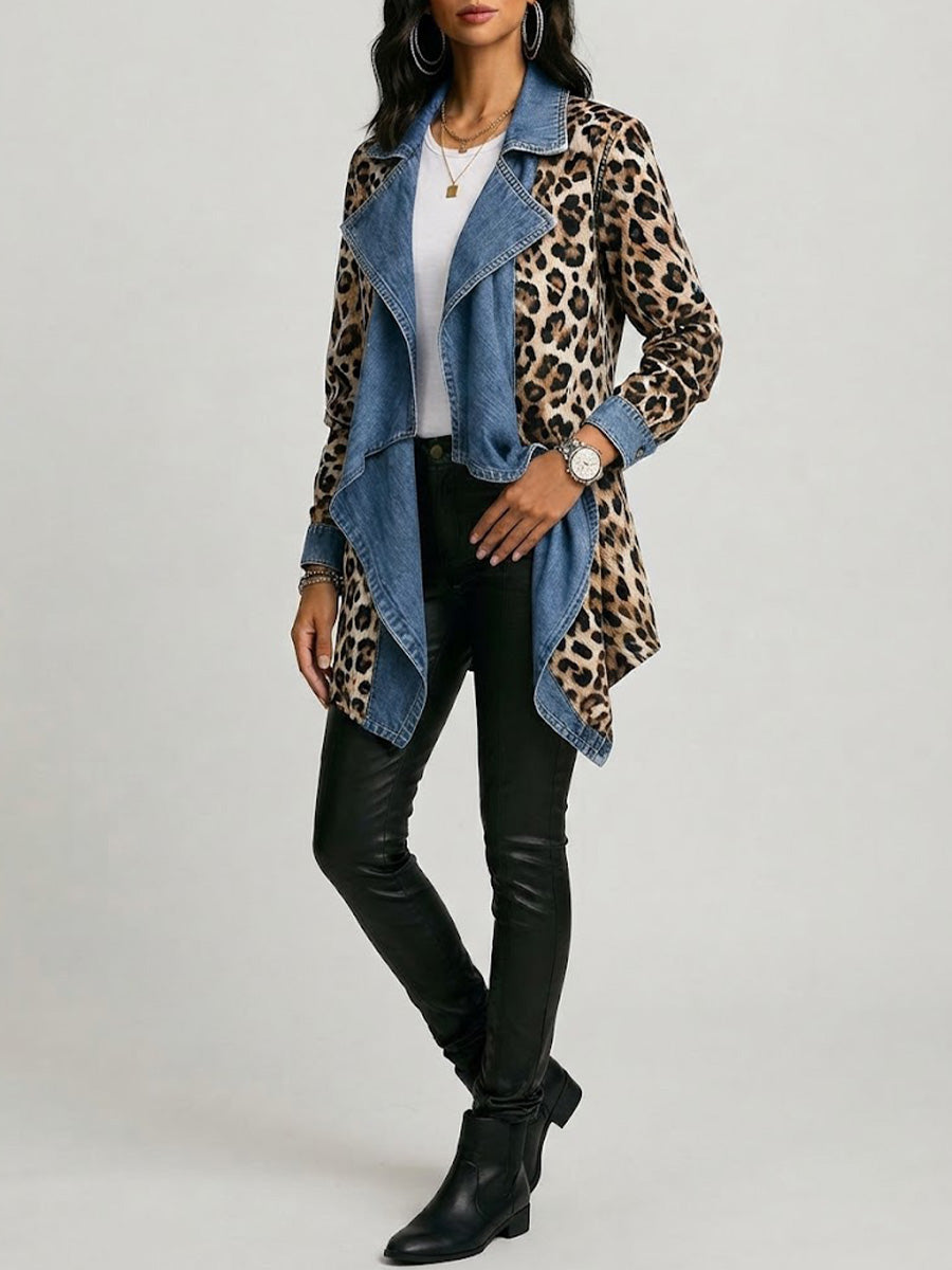 Cécile | Imprimé léopard & Veste en denim délavé