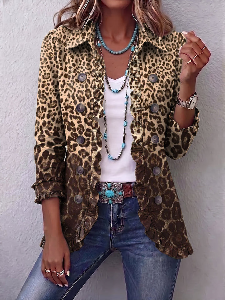 Jacqueline | Manteau plissé à motif léopard