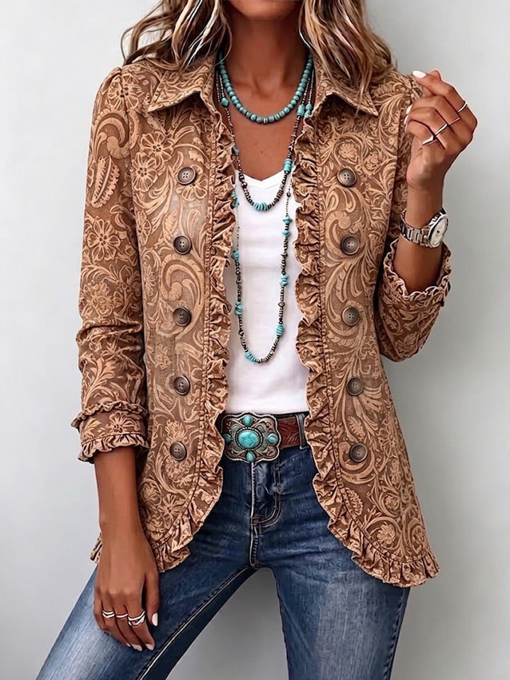 Suzanne | Veste plissée à imprimé floral vintage bohème
