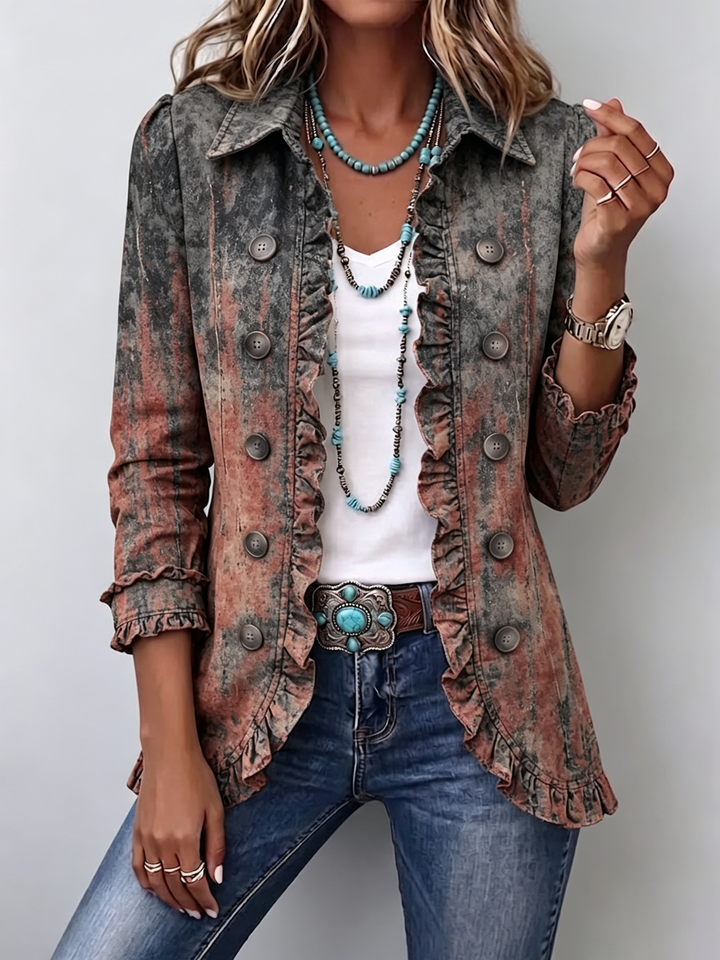 Jeannette | Veste à volants texturée avec dégradé vintage