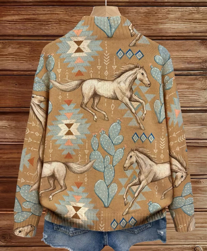 Kaitlyn - Cardigan zippé en désert et cactus